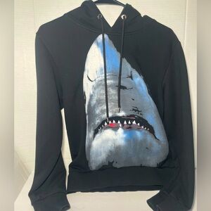 Givenchy Shark Graphic printed black viscose hoodie sweatshirt Men's Size Small
